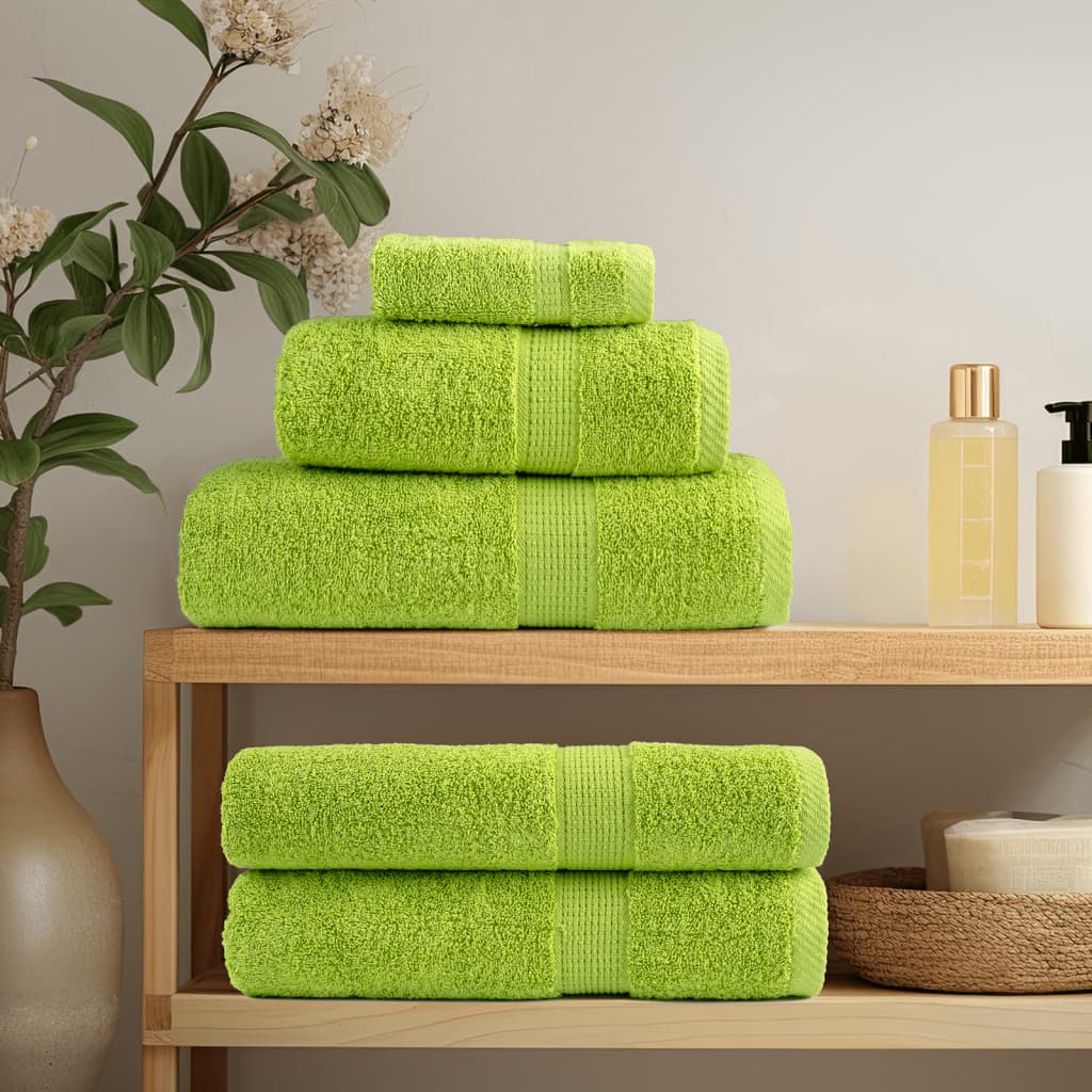 vidaXL Asciugamani Premium SOLUND 4 pz Verde Mela 30x30 cm 600 g/m² - Image 2 of 5