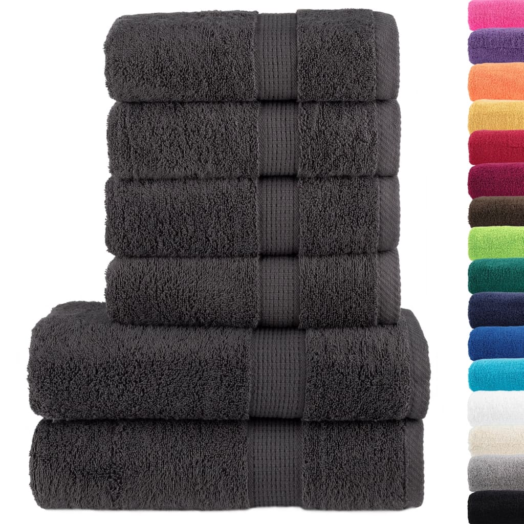 vidaXL Set ASciugamani SOLUND 6 pz Antracite 600 gsm - Image 1 of 5