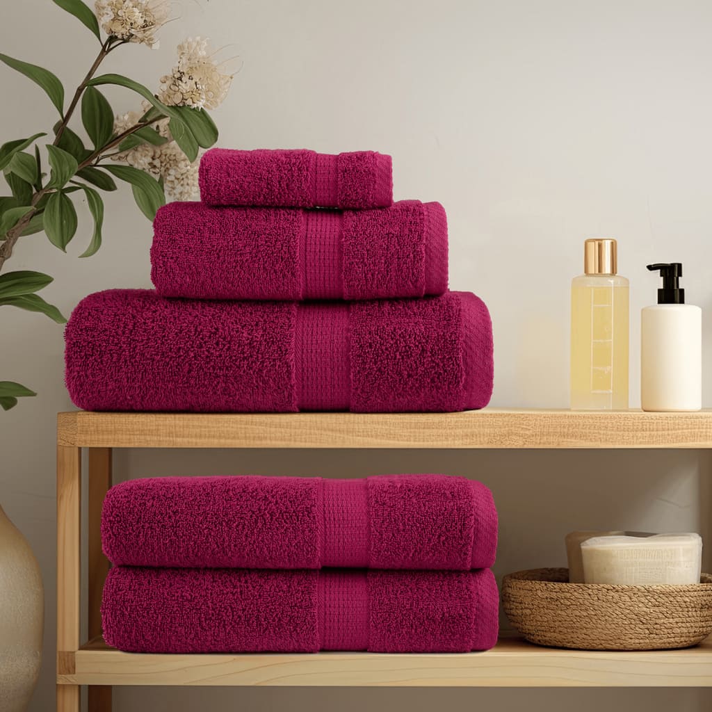 vidaXL SOLUND 8-Piece Towel Set Burgundy 600 gsm - Image 2 of 5