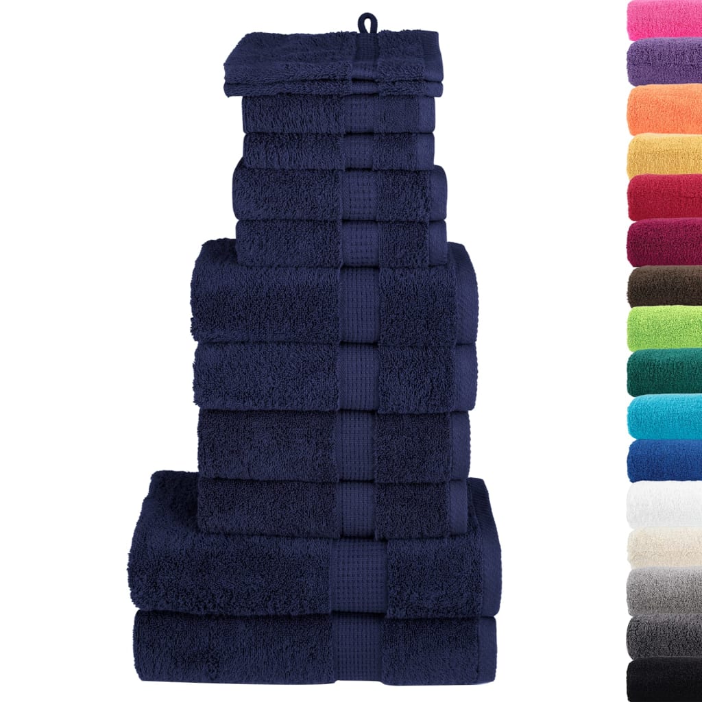 vidaXL Set ASciugamani SOLUND 12 pz Blu Navy 600 gsm - Image 1 of 5