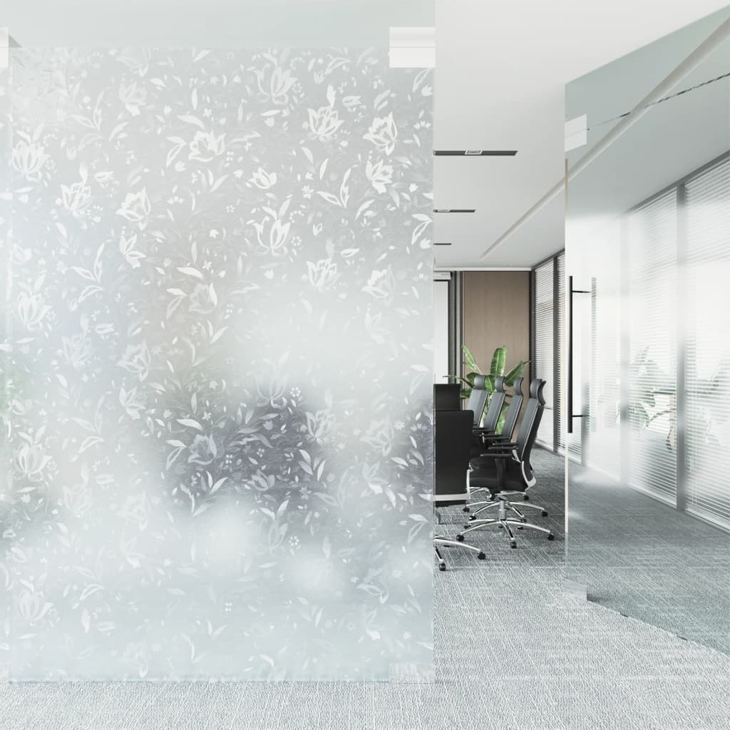 vidaXL Pellicola per Finestra Smerigliata Statica PVC 90x500 cm Motivo Floreale Trasparente - Image 4 of 12