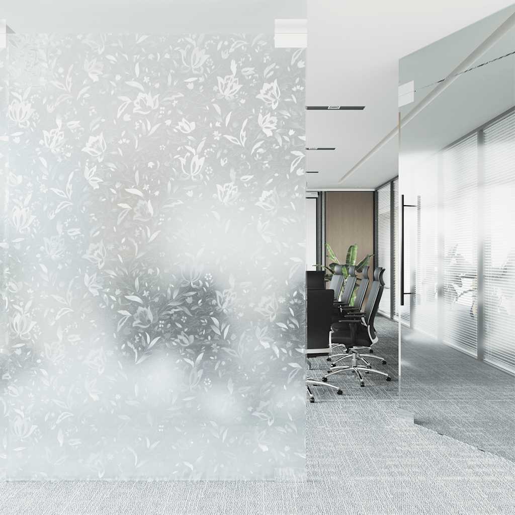 vidaXL Pellicola per Finestra Smerigliata Statica PVC 90x500 cm Motivo Floreale Trasparente - Image 3 of 12