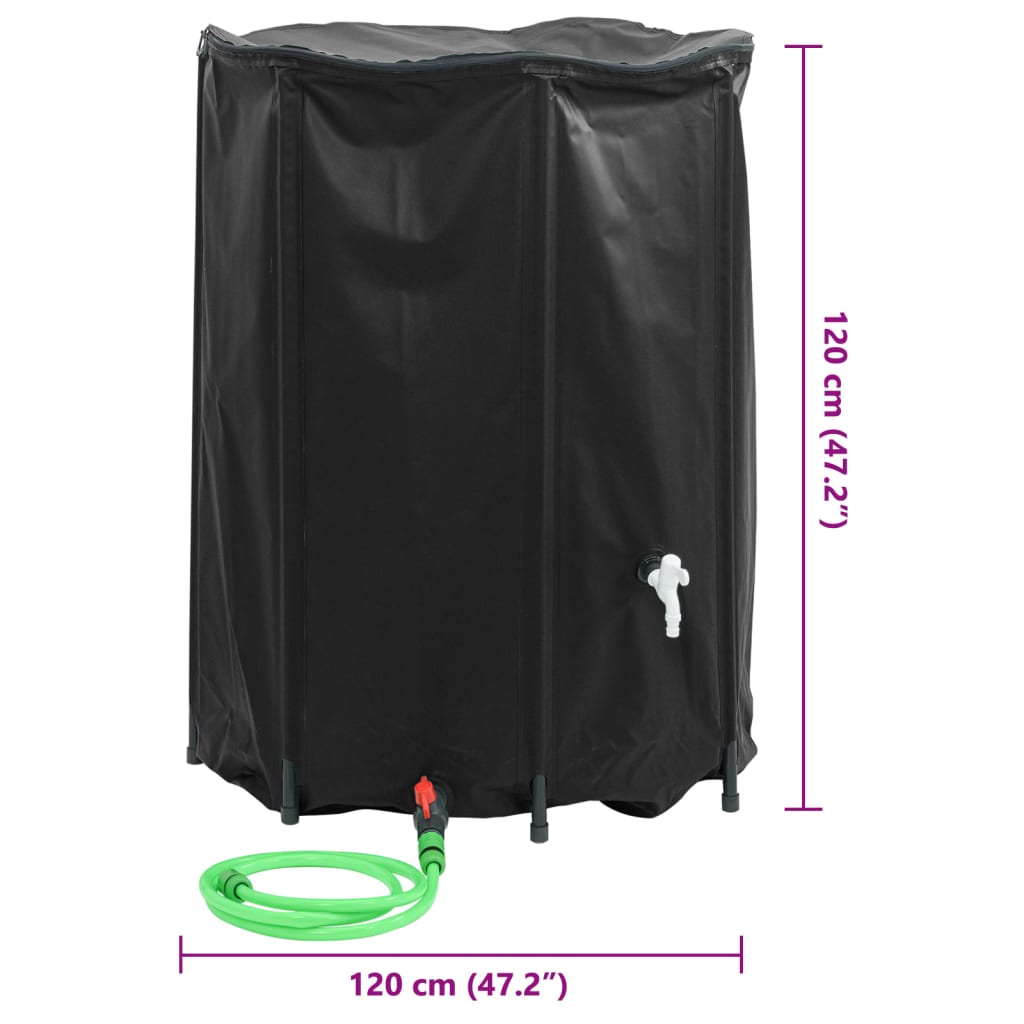 Serbatoio Acqua Pieghevole 1350 L in PVC Ø 120×120 cm Nero - Image 25 of 40
