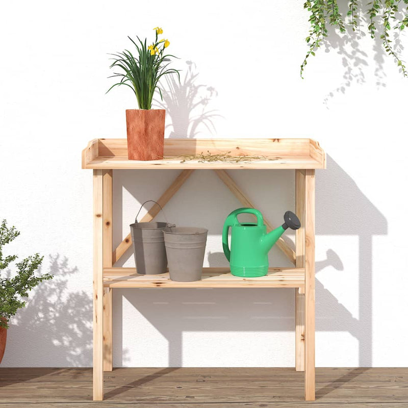 Tavolo Porta Piante Legno Massello Abete 78x38x82,5cm Marrone - immagine 6 | SolPatio - Image 6 of 16