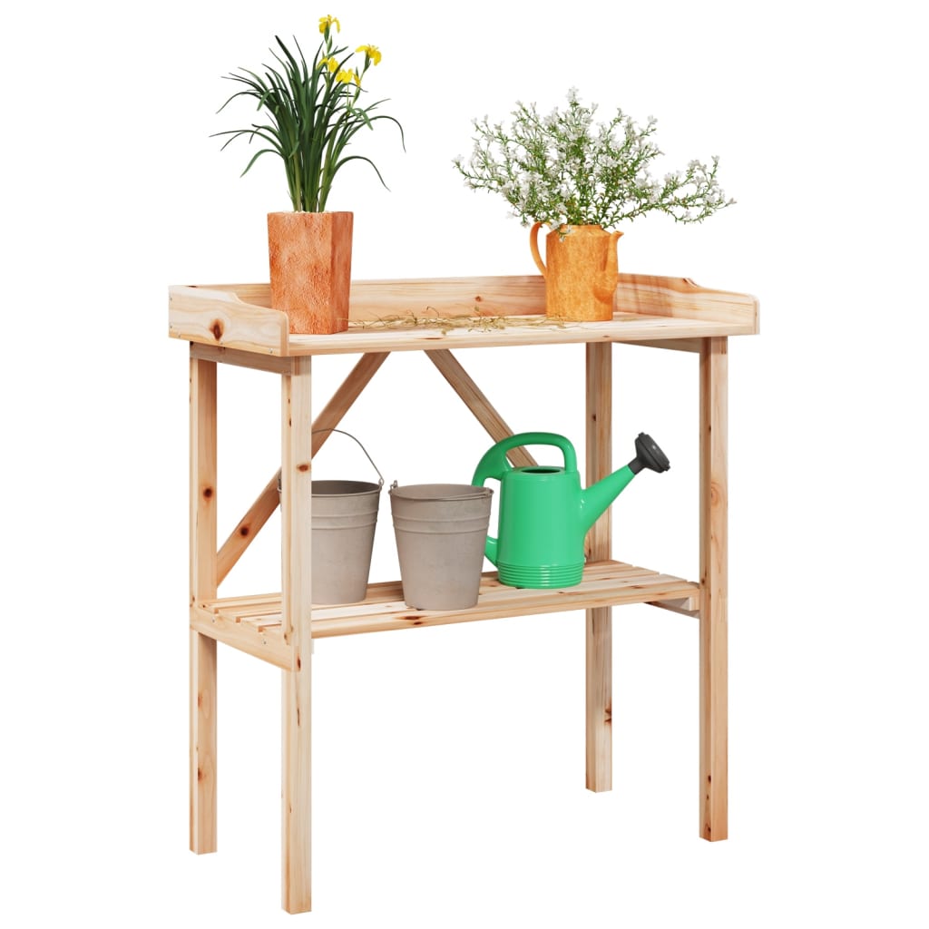 Tavolo Porta Piante Legno Massello Abete 78x38x82,5cm Marrone - immagine 1 | SolPatio - Image 1 of 16