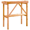 vidaXL Solid Fir Wood Plant Table with Shelf, 78x38x82.5cm, Brown - Image 9 of 16