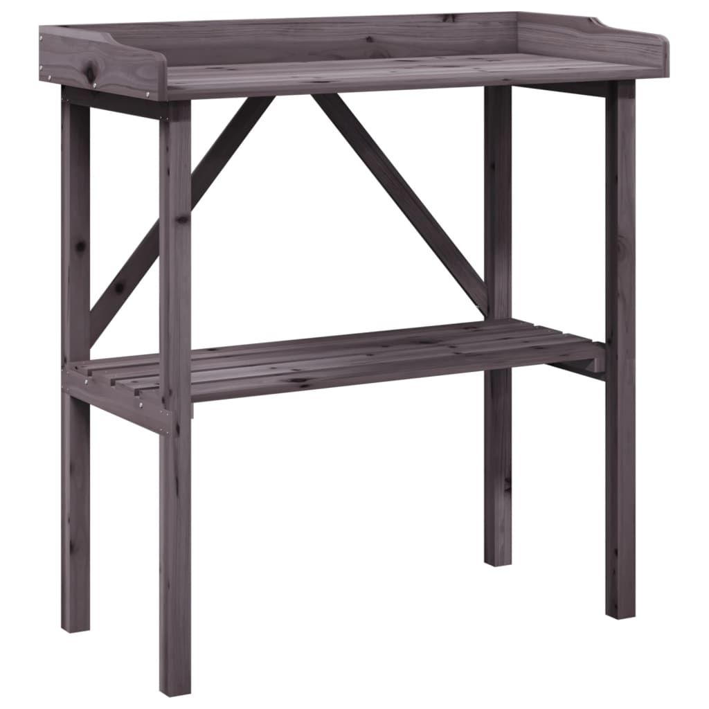 vidaXL Plant Table Solid Fir Wood 78 x 38 x 82.5 cm Grey - Image 4 of 16