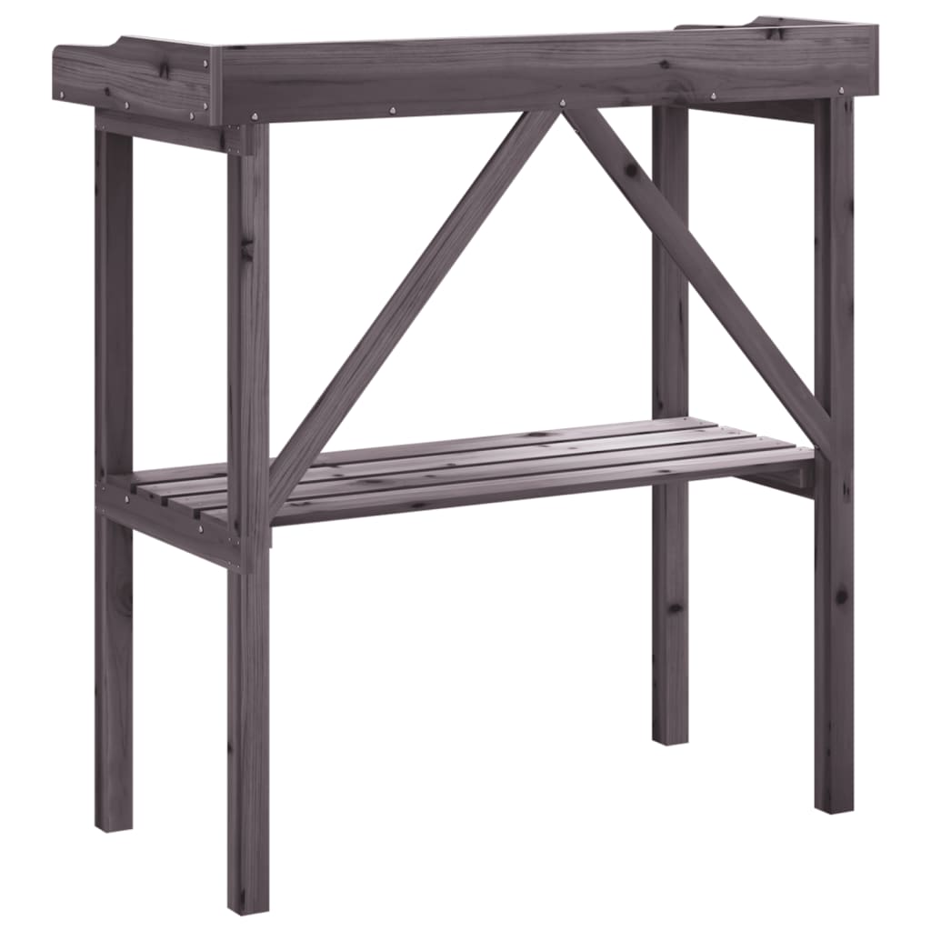 vidaXL Plant Table Solid Fir Wood 78 x 38 x 82.5 cm Grey - Image 10 of 16