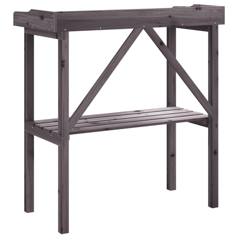 vidaXL Plant Table Solid Fir Wood 78 x 38 x 82.5 cm Grey - Image 10 of 16