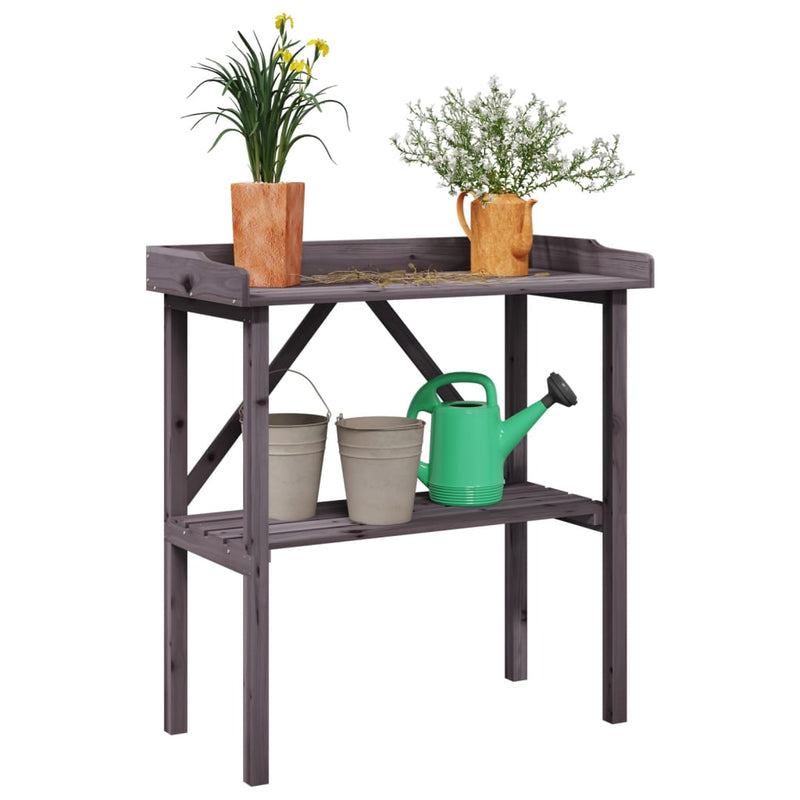 vidaXL Plant Table Solid Fir Wood 78 x 38 x 82.5 cm Grey - Image 1 of 16