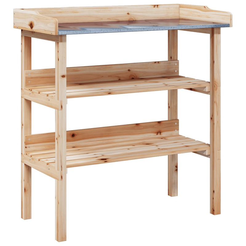 vidaXL Tavolo Piante con Ripiani 78x38x,82,5cm Legno Massello Abete - Image 2 of 8