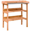 vidaXL Solid Fir Wood Plant Table with Shelf, 78x38x82.5cm, Brown - Image 3 of 16