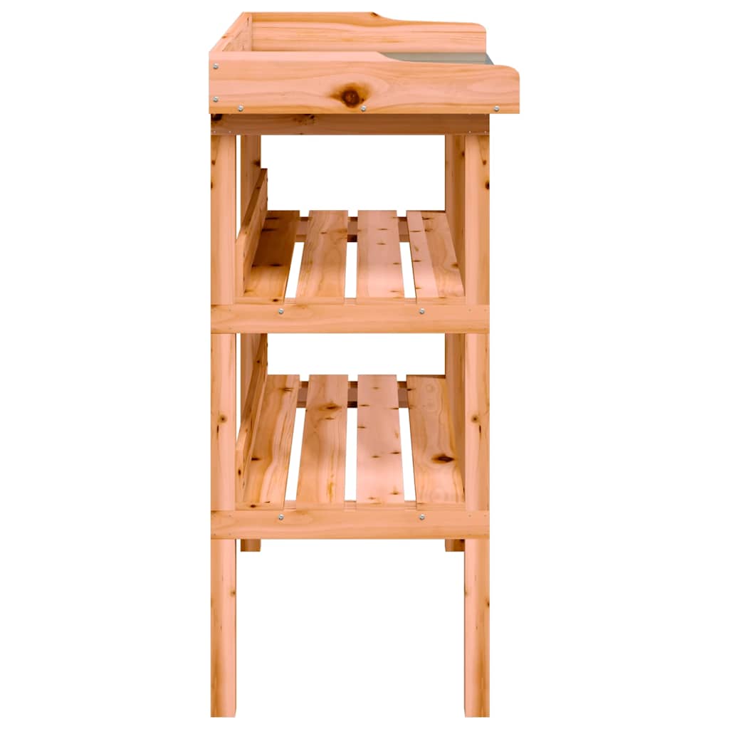 vidaXL Solid Fir Wood Plant Table with Shelf, 78x38x82.5cm, Brown - Image 7 of 16