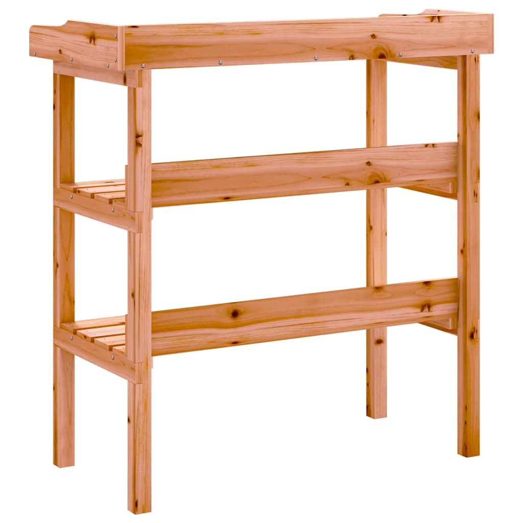 vidaXL Solid Fir Wood Plant Table with Shelf, 78x38x82.5cm, Brown - Image 10 of 16