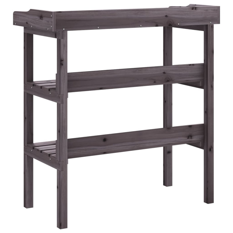 vidaXL Tavolo Piante Ripiani Grigio 78x38x,82,5cm Legno Massello Abete - Image 5 of 8