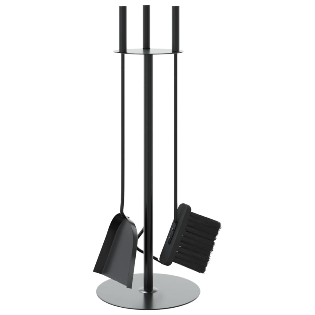 Set di Attrezzi per Camino vidaXL 4 Pezzi in Acciaio - Nero (22x59 cm) - Image 2 of 9