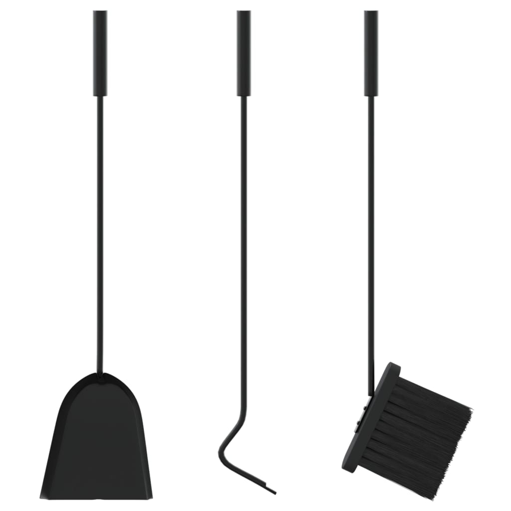 Set di Attrezzi per Camino vidaXL 4 Pezzi in Acciaio - Nero (22x59 cm) - Image 8 of 9