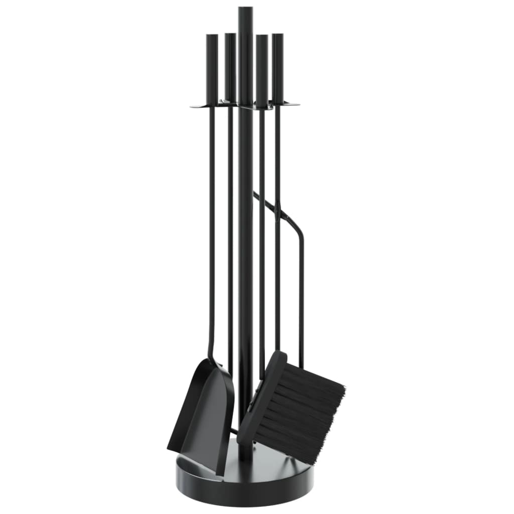 vidaXL Set Attrezzi per Camino in Acciaio 5 Pezzi 18x66 cm Nero - Image 3 of 18