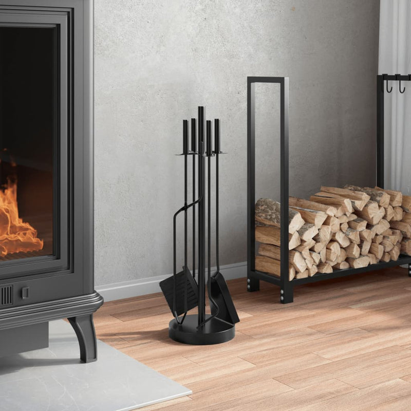 vidaXL Set Attrezzi per Camino in Acciaio 5 Pezzi 18x66 cm Nero - Image 6 of 18