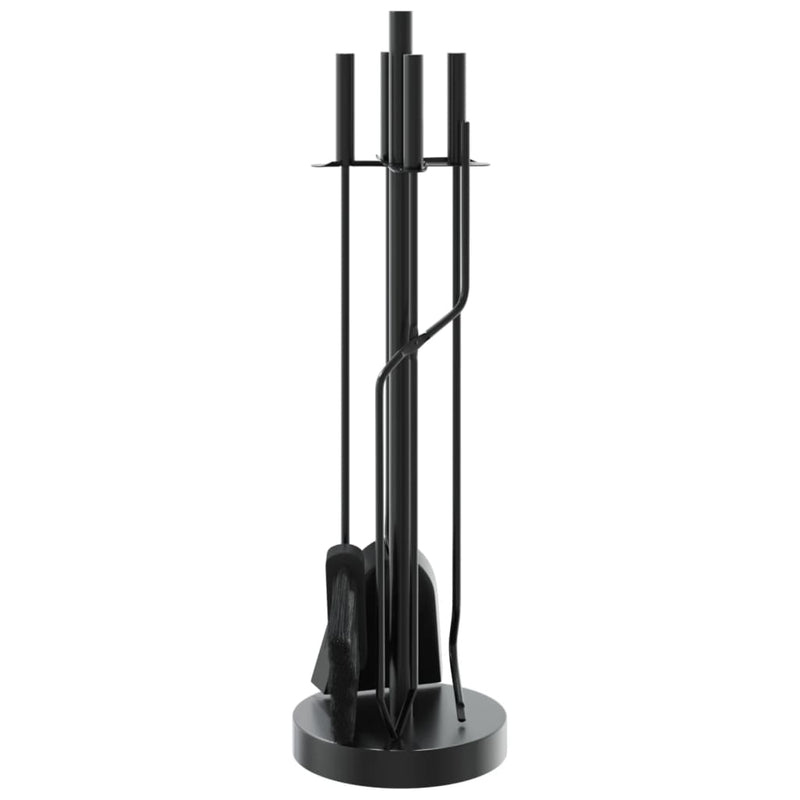 vidaXL Set Attrezzi per Camino in Acciaio 5 Pezzi 18x66 cm Nero - Image 9 of 18