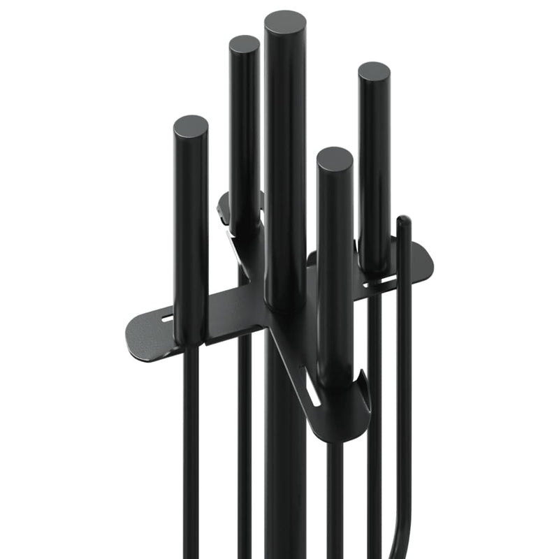 vidaXL Set Attrezzi per Camino in Acciaio 5 Pezzi 18x66 cm Nero - Image 12 of 18