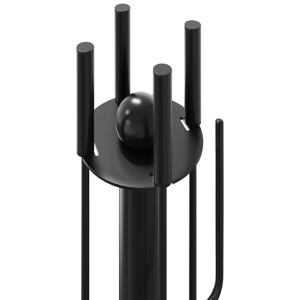 vidaXL Set Attrezzi per Camino in Acciaio 5 Pezzi 18x66 cm Nero - Image 11 of 18