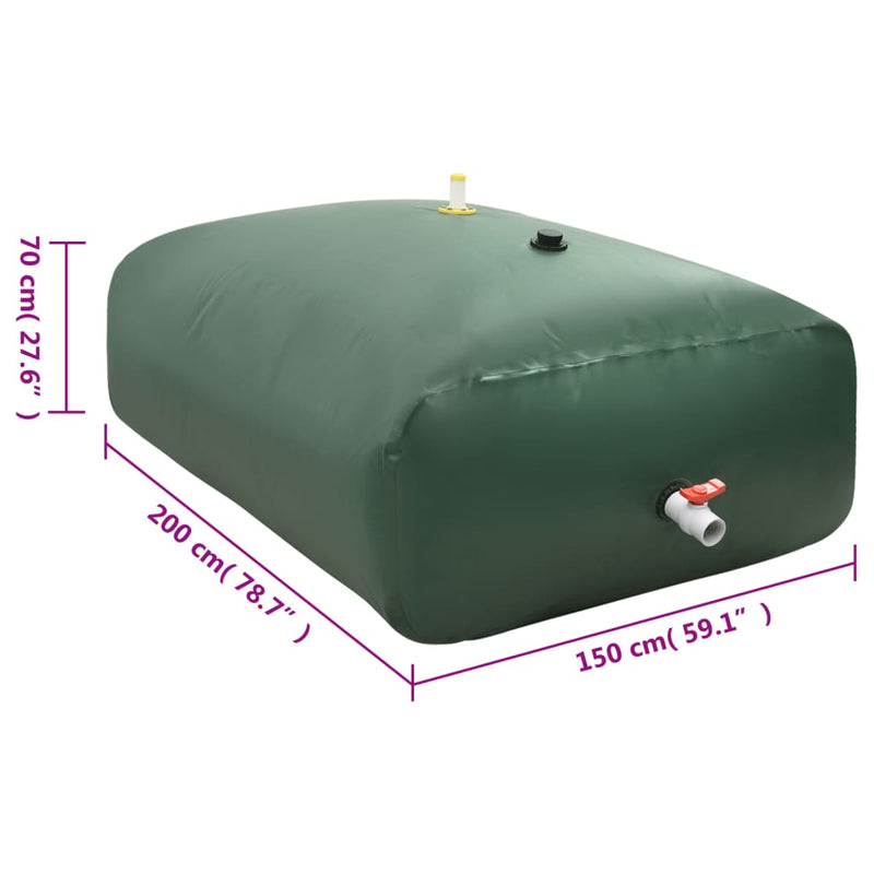 Serbatoio Acqua Pieghevole in PVC 2100 L 200×150×70 cm Verde - Image 6 of 6