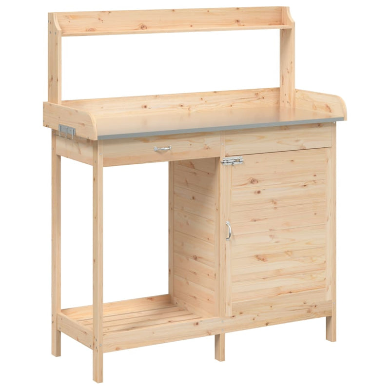 Mesa de trasplante vidaXL de madera maciza de abeto 110,5x45x124,5 cm Marrón - Image 3 of 22