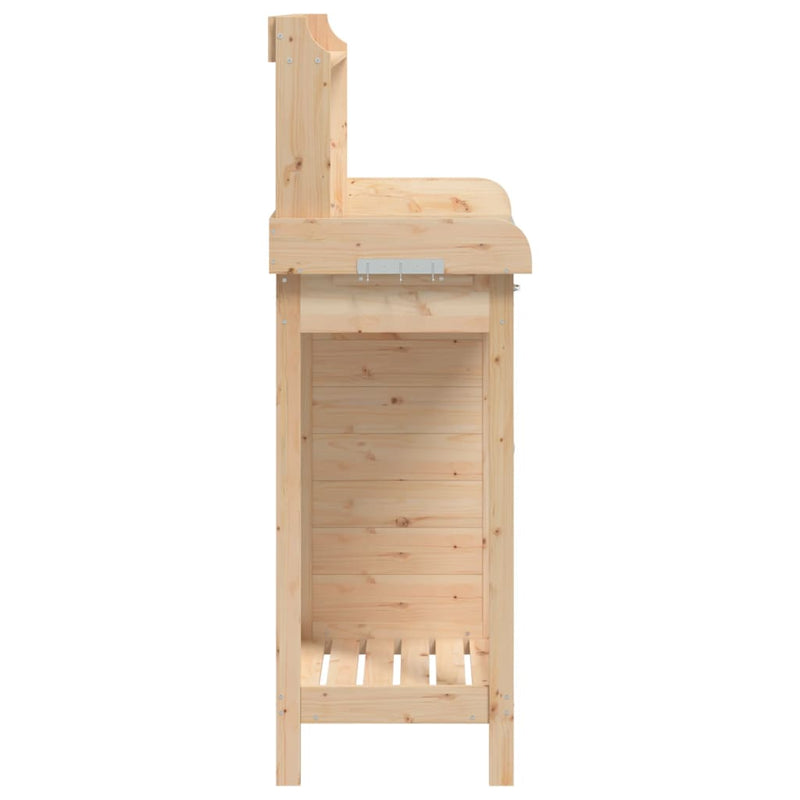 Mesa de trasplante vidaXL de madera maciza de abeto 110,5x45x124,5 cm Marrón - Image 14 of 22