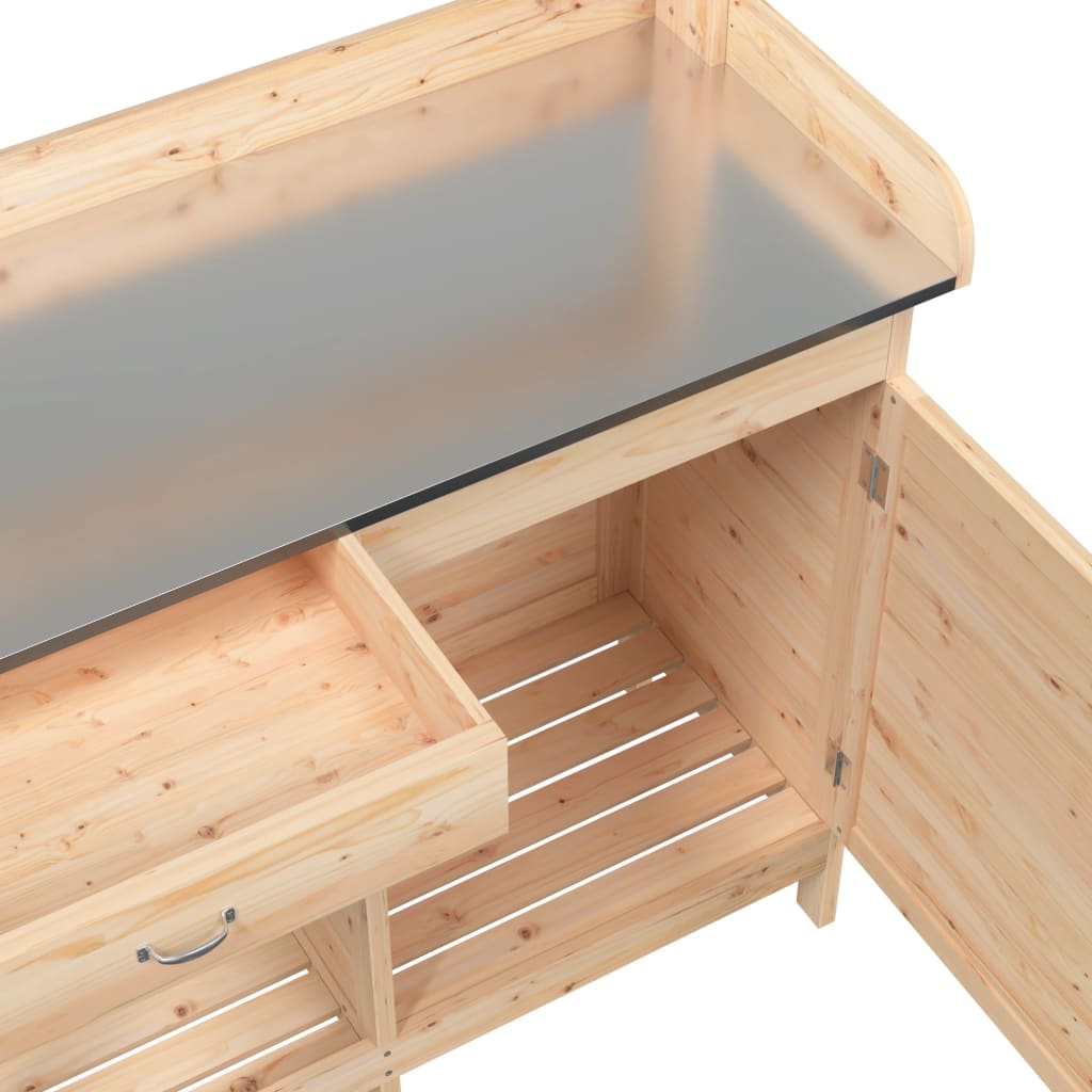Mesa de trasplante vidaXL de madera maciza de abeto 110,5x45x124,5 cm Marrón - Image 19 of 22