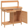 vidaXL Mobile Potting Table, Solid Fir Wood with Zinc Top, 110.5x45x124.5cm, Brown - Image 5 of 11