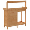 vidaXL Mobile Potting Table, Solid Fir Wood with Zinc Top, 110.5x45x124.5cm, Brown - Image 8 of 11