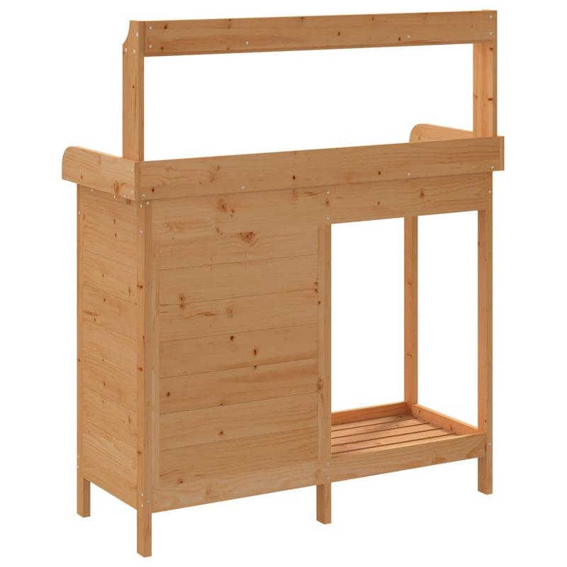 vidaXL Mobile Potting Table, Solid Fir Wood with Zinc Top, 110.5x45x124.5cm, Brown - Image 8 of 11
