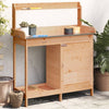vidaXL Mobile Potting Table, Solid Fir Wood with Zinc Top, 110.5x45x124.5cm, Brown - Image 1 of 11
