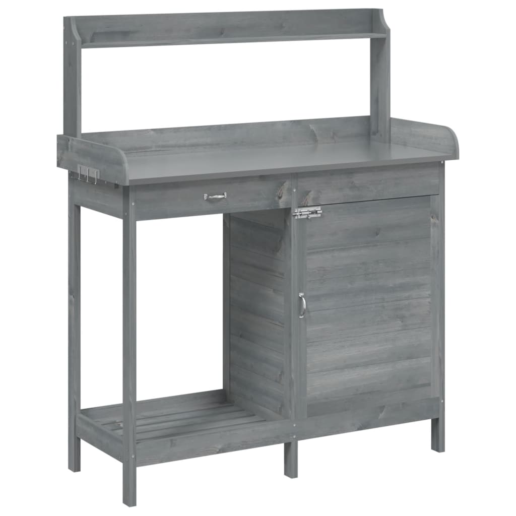 Mesa de trasplante vidaXL de madera maciza de abeto 110,5x45x124,5 cm Marrón - Image 4 of 22
