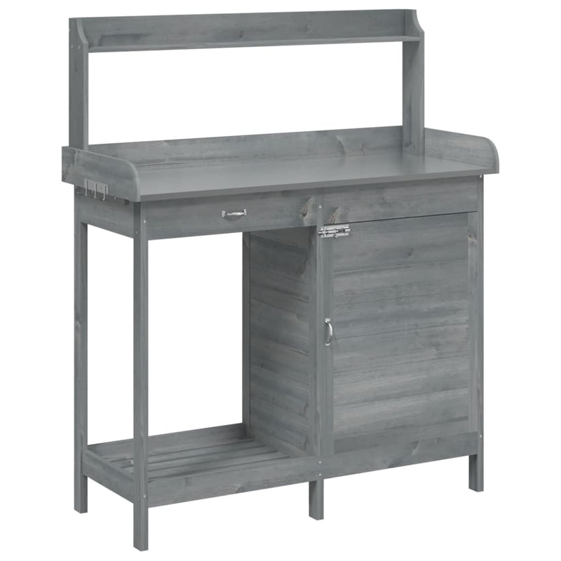 Mesa de trasplante vidaXL de madera maciza de abeto 110,5x45x124,5 cm Marrón - Image 4 of 22