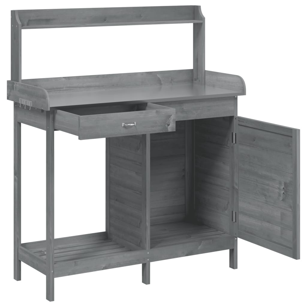 Mesa de trasplante vidaXL de madera maciza de abeto 110,5x45x124,5 cm Marrón - Image 9 of 22