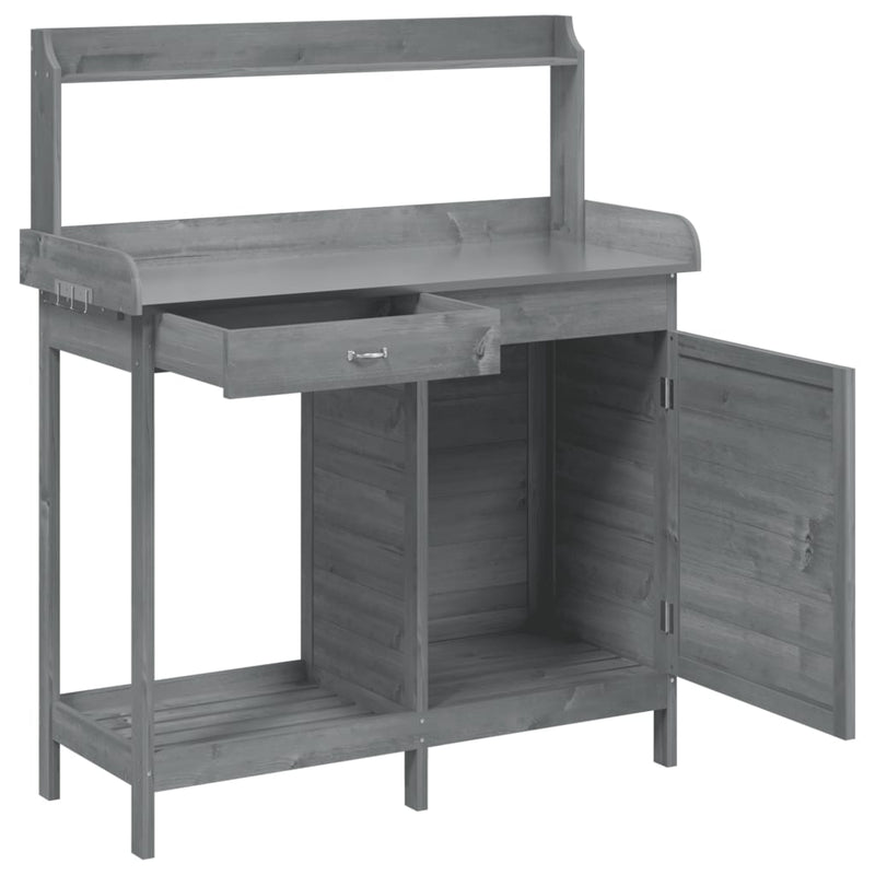 Mesa de trasplante vidaXL de madera maciza de abeto 110,5x45x124,5 cm Marrón - Image 9 of 22