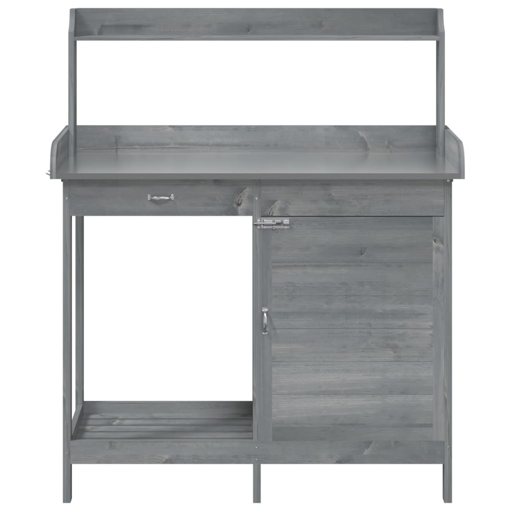 Mesa de trasplante vidaXL de madera maciza de abeto 110,5x45x124,5 cm Marrón - Image 12 of 22