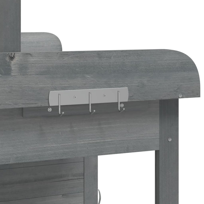 Mesa de trasplante vidaXL de madera maciza de abeto 110,5x45x124,5 cm Marrón - Image 18 of 22