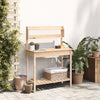 vidaXL Mesa de Trasplante con Fregadero de Madera Maciza de Abeto, 147,5x44x139,5 cm Marrón - Image 3 of 11