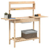 vidaXL Mesa de Trasplante con Fregadero de Madera Maciza de Abeto, 147,5x44x139,5 cm Marrón - Image 4 of 11