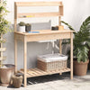vidaXL Mesa de Trasplante con Fregadero de Madera Maciza de Abeto, 147,5x44x139,5 cm Marrón - Image 1 of 11
