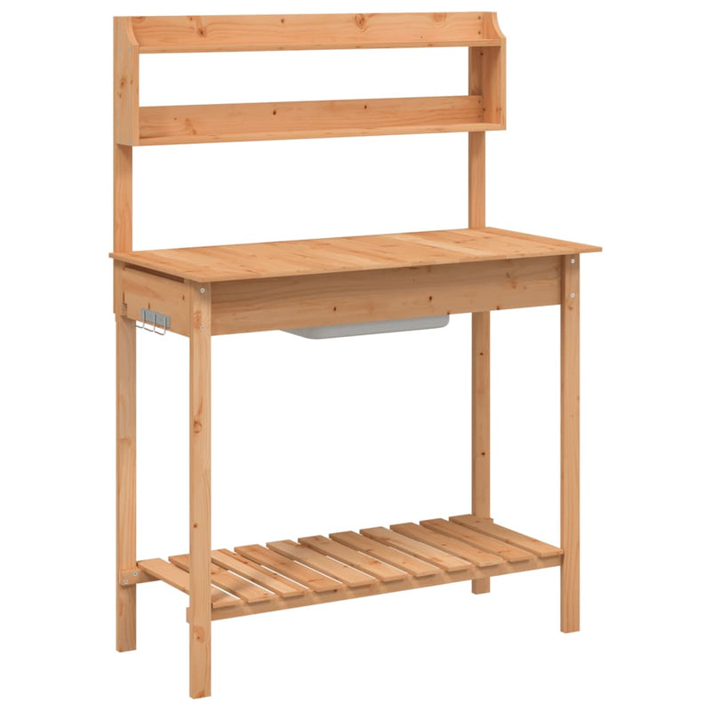 Tavolo Invaso con Lavello Massello Abete 147,5x44x139,5 cm Marrone - immagine 2 | SolPatio - Image 2 of 11