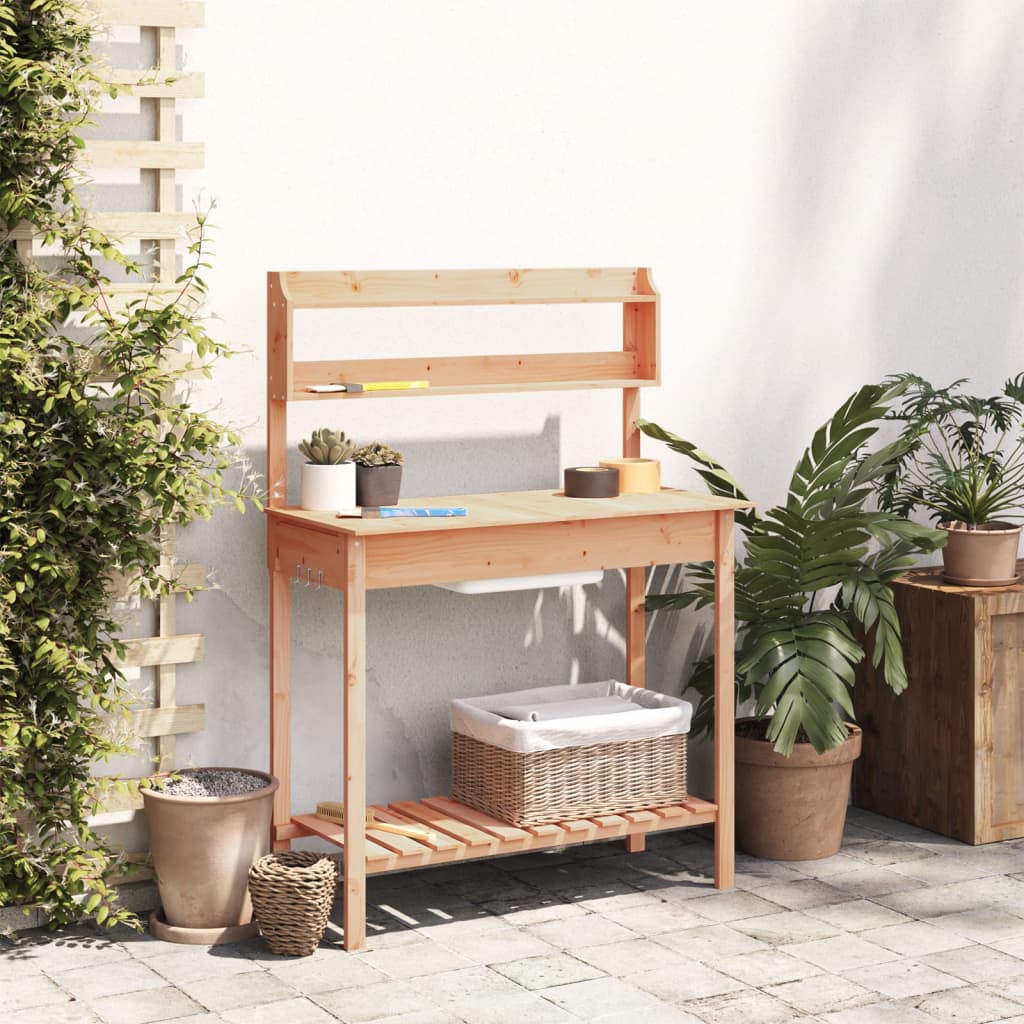 Tavolo Invaso con Lavello Massello Abete 147,5x44x139,5 cm Marrone - immagine 3 | SolPatio - Image 3 of 11