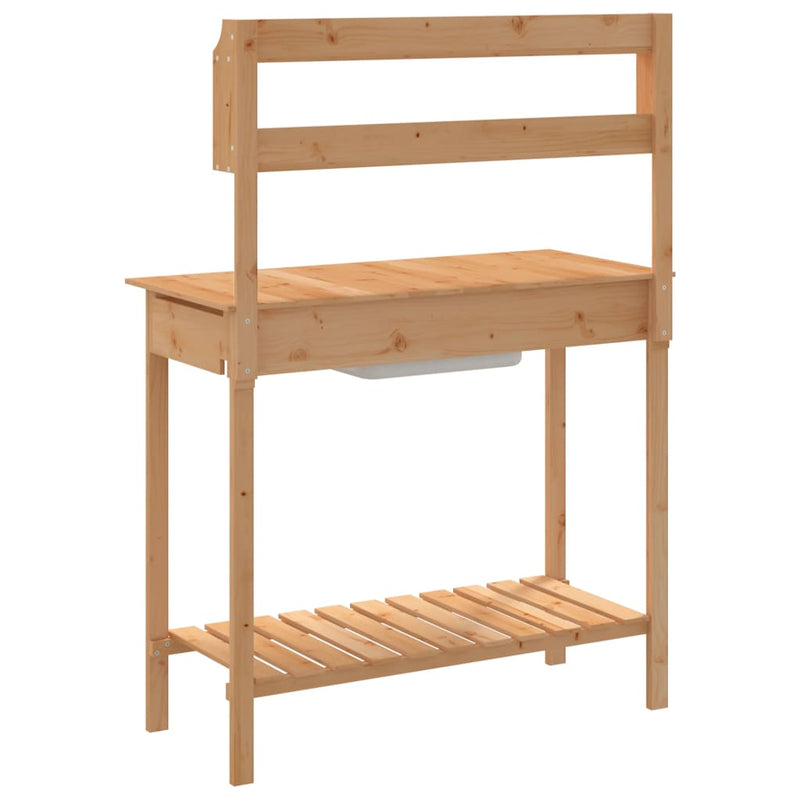 Tavolo Invaso con Lavello Massello Abete 147,5x44x139,5 cm Marrone - immagine 8 | SolPatio - Image 8 of 11