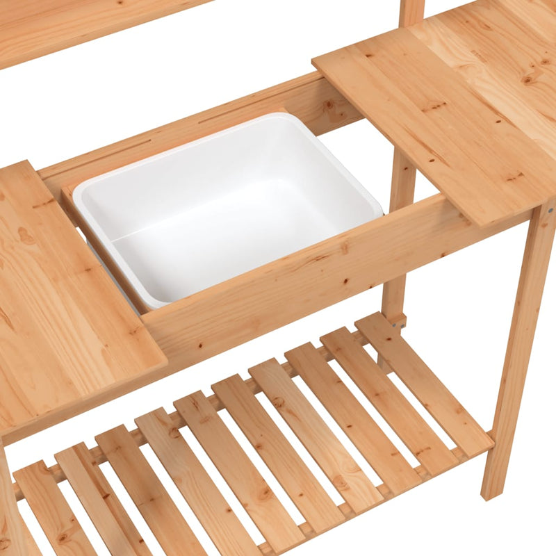 Tavolo Invaso con Lavello Massello Abete 147,5x44x139,5 cm Marrone - immagine 10 | SolPatio - Image 10 of 11