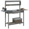 vidaXL Potting Table with Sink, Solid Fir Wood, 147.5x44x139.5 cm, Grey - Image 4 of 11