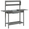 vidaXL Potting Table with Sink, Solid Fir Wood, 147.5x44x139.5 cm, Grey - Image 5 of 11