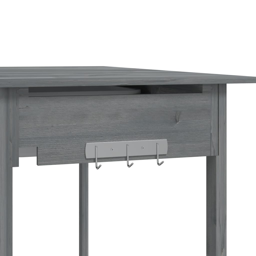 vidaXL Potting Table with Sink, Solid Fir Wood, 147.5x44x139.5 cm, Grey - Image 9 of 11